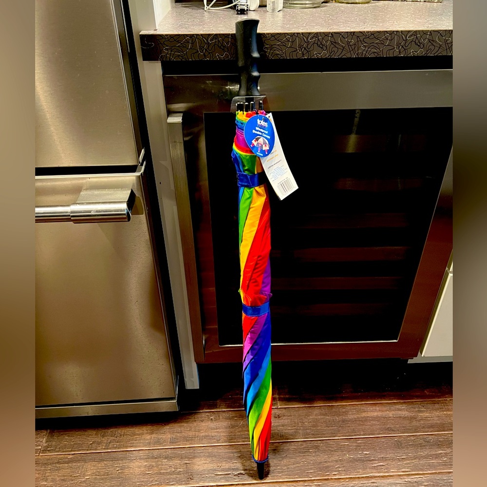 Totes Rainbow Windproof Double Canopy Umbrella